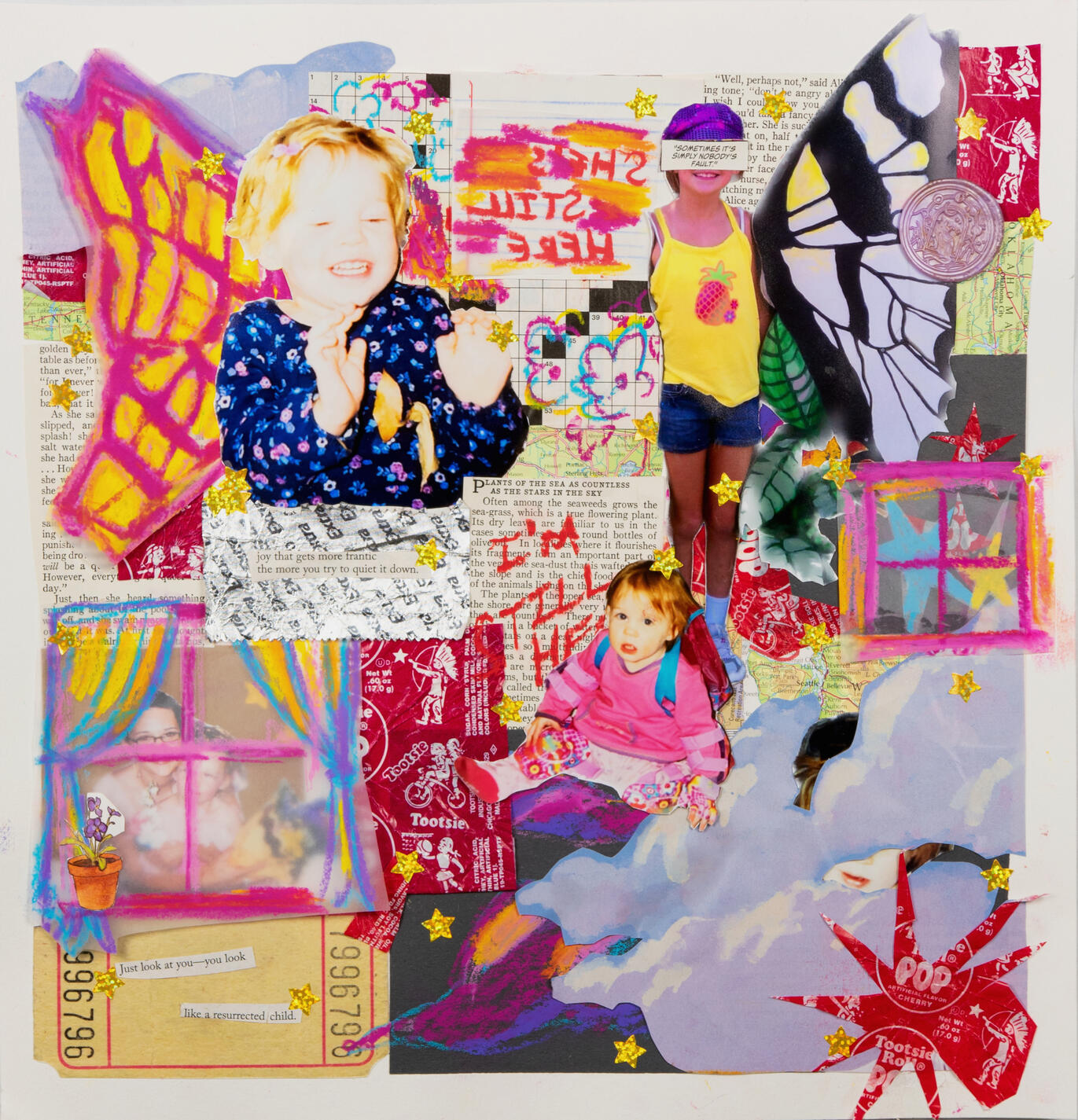 “She’s Still Here, I’m Still Here”, Mixed Media Collage, 18”x18” (2023)